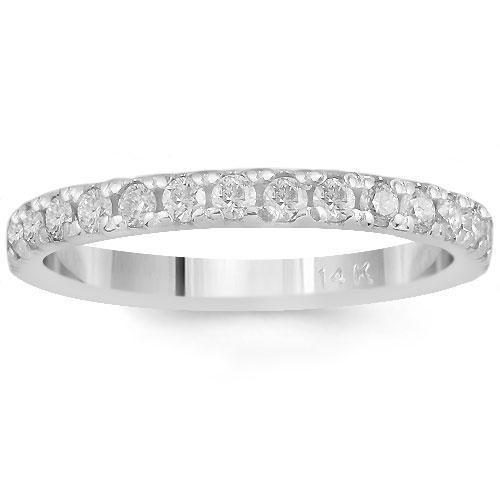 14K Solid White Gold Womens Diamond Wedding Ring Band 0.60 Ctw