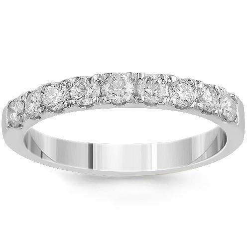 14K Solid White Gold Womens Diamond Wedding Ring Band 0.65  Ctw