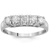 Thumbnail for 14K Solid White Gold Womens Diamond Wedding Ring Band 0.75 Ctw