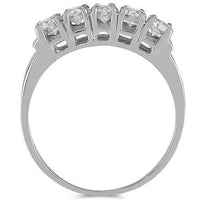 Thumbnail for 14K Solid White Gold Womens Diamond Wedding Ring Band 0.75 Ctw