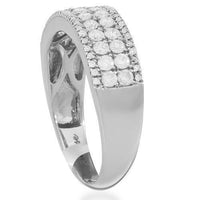 Thumbnail for 14K Solid White Gold Womens Diamond Wedding Ring Band 0.78 Ctw