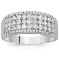 Thumbnail for 14K Solid White Gold Womens Diamond Wedding Ring Band 1.05 Ctw