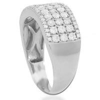 Thumbnail for 14K Solid White Gold Womens Diamond Wedding Ring Band 1.05 Ctw