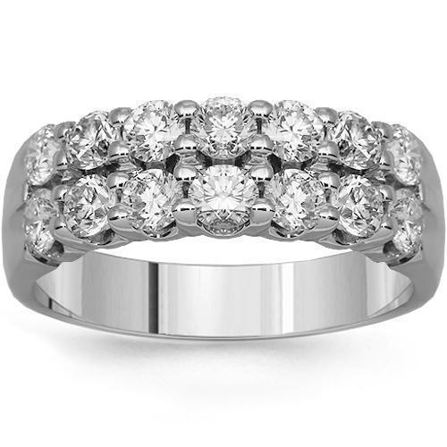 14K Solid White Gold Womens Diamond Wedding Ring Band 1.35 Ctw