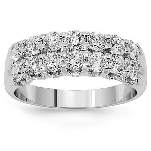 14K Solid White Gold Womens Diamond Wedding Ring Band 1.35 Ctw