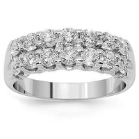 Thumbnail for 14K Solid White Gold Womens Diamond Wedding Ring Band 1.35 Ctw