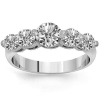 Thumbnail for 14K Solid White Gold Womens Five Stone Diamond Anniversary Band 1.40 Ctw