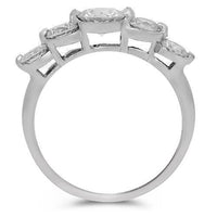 Thumbnail for 14K Solid White Gold Womens Five Stone Diamond Anniversary Band 1.40 Ctw