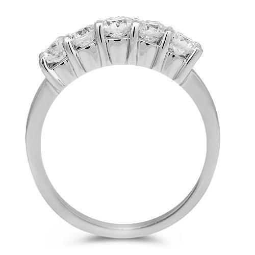 14K Solid White Gold Womens Five Stone Diamond Anniversary Ring 1.07 Ctw