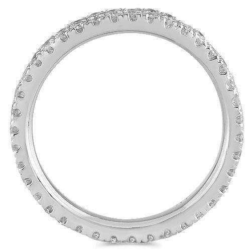 14K Solid White Gold Womens Two Row Diamond Wedding Ring Band 1.35 Ctw