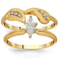 Thumbnail for 14K Solid Yellow Gold Diamond Bridal Ring Set 0.40 Ctw