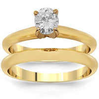 Thumbnail for 14K Solid Yellow Gold Diamond Bridal Ring Set 0.40 Ctw