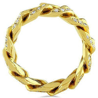 Thumbnail for 14K Solid Yellow Gold Diamond Cuban Link Ring 2.50 Ctw
