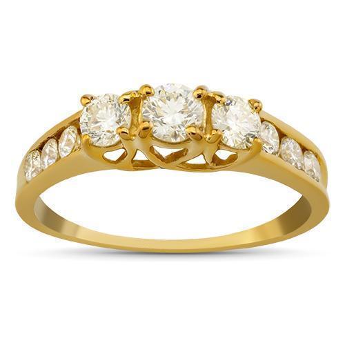 14K Solid Yellow Gold Diamond Engagement Ring 0.85 Ctw
