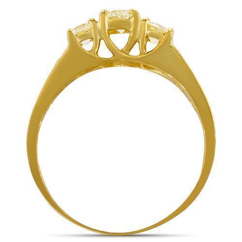 14K Solid Yellow Gold Diamond Engagement Ring 0.85 Ctw