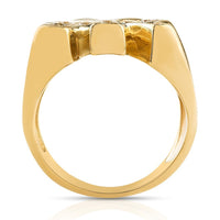 Thumbnail for 14K Solid Yellow Gold Diamond Pinky NY Yankee Ring 0.60 Ctw