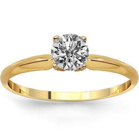 Thumbnail for 14K Solid Yellow Gold Diamond Solitaire Engagement Ring 0.41 Ctw