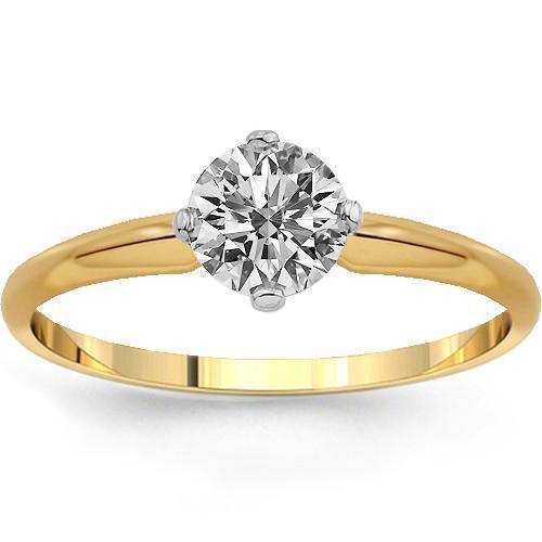 14K Solid Yellow Gold Diamond Solitaire Engagement Ring 1.42 Ctw