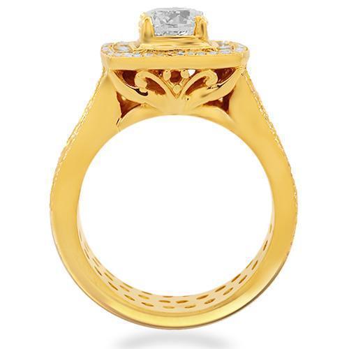 14K Solid Yellow Gold Mens Custom Diamond Ring 8.20 Ctw