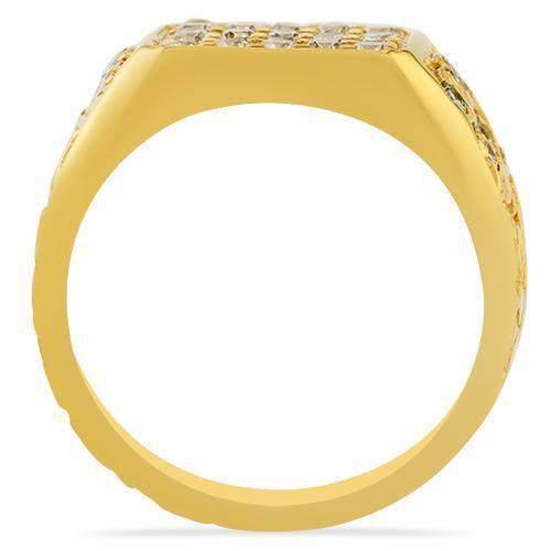 14K Solid Yellow Gold Mens Diamond Nugget Ring 2.50 Ctw