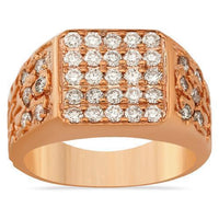 Thumbnail for 14K Solid Yellow Gold Mens Diamond Nugget Ring 2.50 Ctw