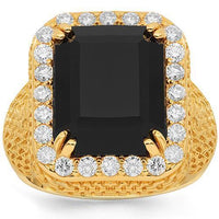 Thumbnail for 14K Solid Yellow Gold Mens Diamond Onyx Ring 1.50 Ctw