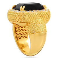 Thumbnail for 14K Solid Yellow Gold Mens Diamond Onyx Ring 1.50 Ctw