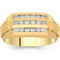 Thumbnail for 14K Solid Yellow Gold Mens Diamond Pinky Ring 0.55 Ctw