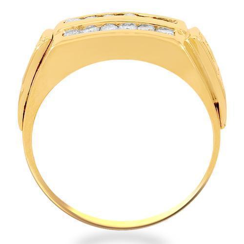14K Solid Yellow Gold Mens Diamond Pinky Ring 0.55 Ctw