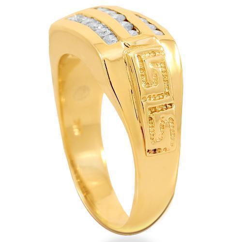 14K Solid Yellow Gold Mens Diamond Pinky Ring 0.55 Ctw