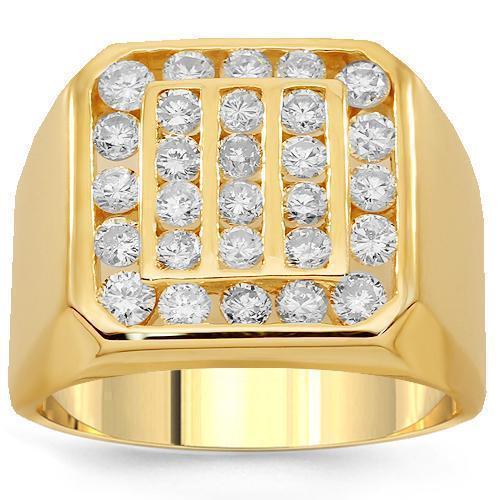14k yellow gold men's diamond rings Outlet
