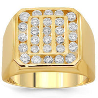 Thumbnail for 14K Solid Yellow Gold Mens Diamond Pinky Ring 1.50 Ctw