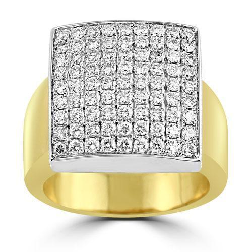 14K Solid Yellow Gold Mens Diamond Pinky Ring 1.95 Ctw