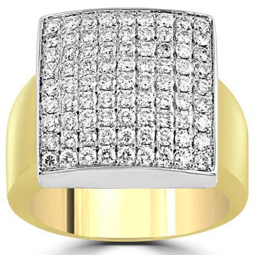 14K Solid Yellow Gold Mens Diamond Pinky Ring 1.95 Ctw