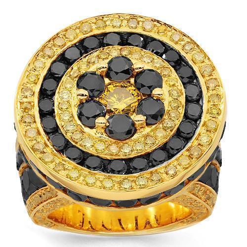 14K Solid Yellow Gold Mens Diamond Pinky Ring 15.90 Ctw