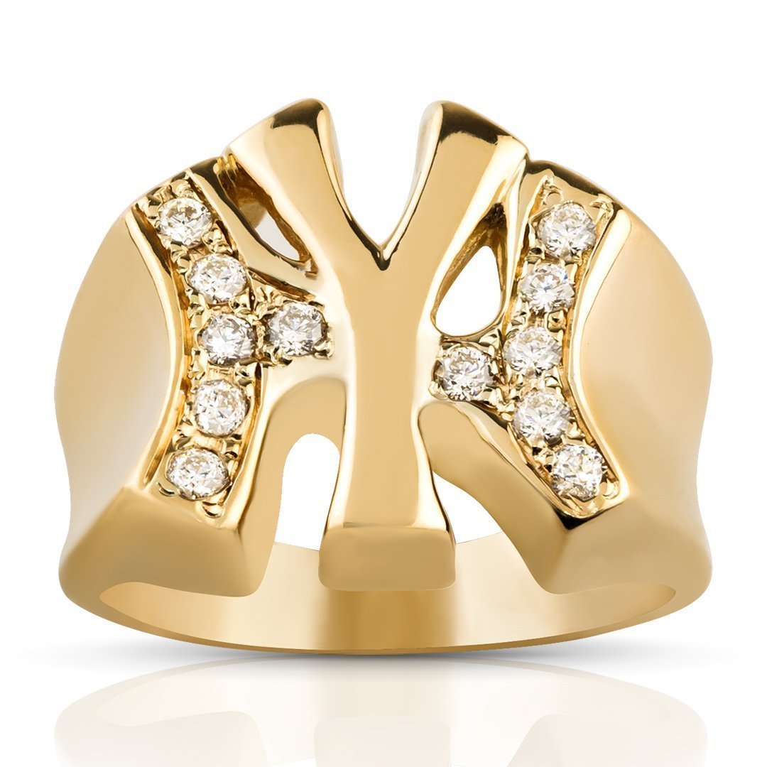 14K Gold Men's Diamond Yankee Ring – Avianne Jewelers