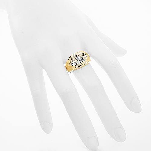 14K Solid Yellow Gold Mens Diamond Ring 0.50 Ctw