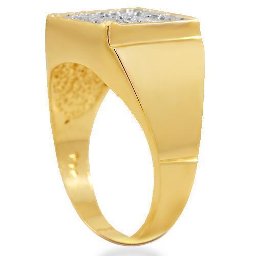 14K Solid Yellow Gold Mens Diamond Ring 1.35 Ctw