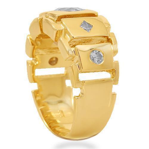 14K Solid Yellow Gold Mens Diamond Ring 1.35 Ctw