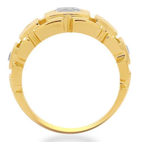 14K Solid Yellow Gold Mens Diamond Ring 1.35 Ctw