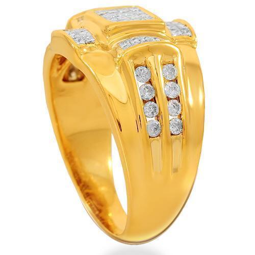 14K Solid Yellow Gold Mens Diamond Ring 1.75 Ctw