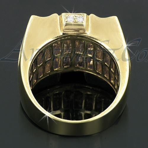 14K Solid Yellow Gold Mens Diamond Ring 3.31 Ctw