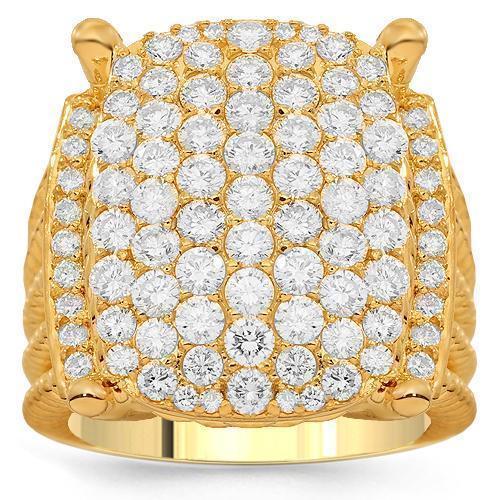 14K Solid Yellow Gold Mens Diamond Ring 3.50 Ctw