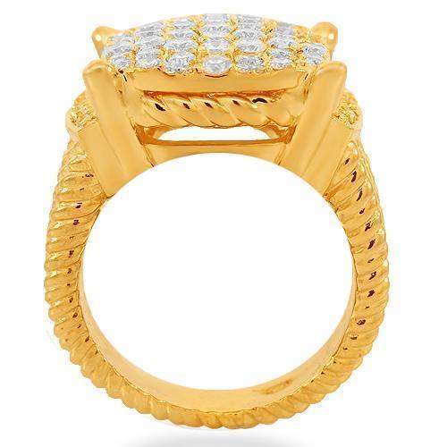 14K Solid Yellow Gold Mens Diamond Ring 3.50 Ctw