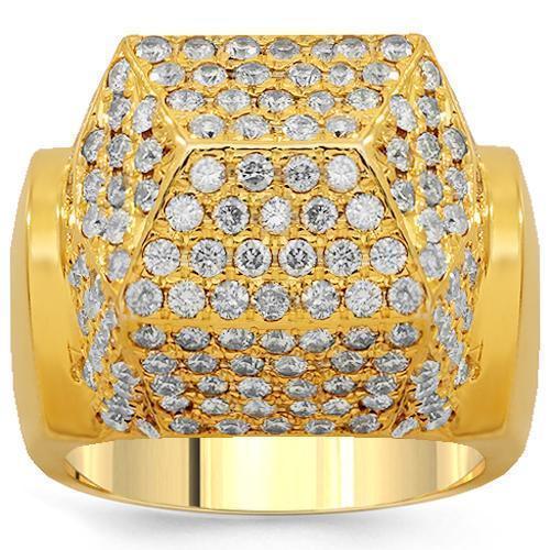 14K Solid Yellow Gold Mens Diamond Ring 3.50 Ctw