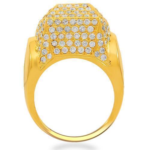 14K Solid Yellow Gold Mens Diamond Ring 3.50 Ctw