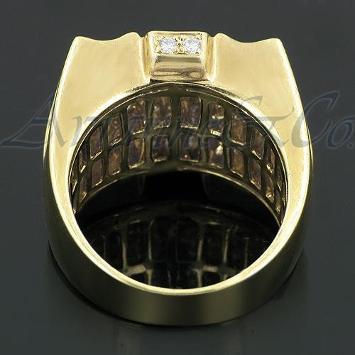 14K Solid Yellow Gold Mens Diamond Ring 3.87 Ctw