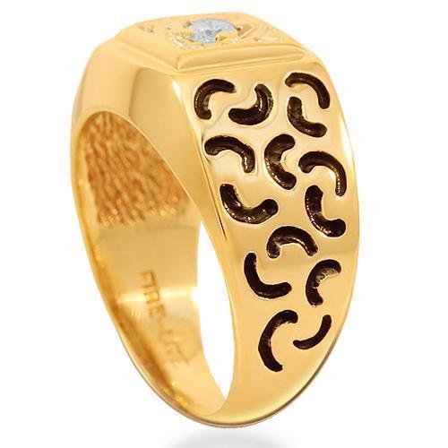 14K Solid Yellow Gold Mens Diamond Solitaire Pinky Ring 0.11 Ctw