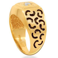 Thumbnail for 14K Solid Yellow Gold Mens Diamond Solitaire Pinky Ring 0.11 Ctw