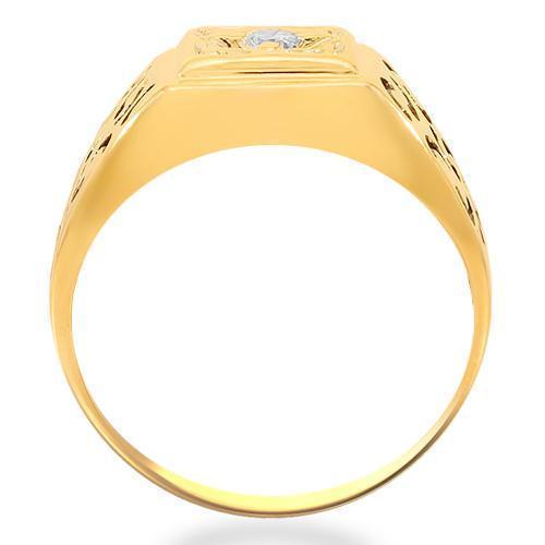14K Solid Yellow Gold Mens Diamond Solitaire Pinky Ring 0.11 Ctw